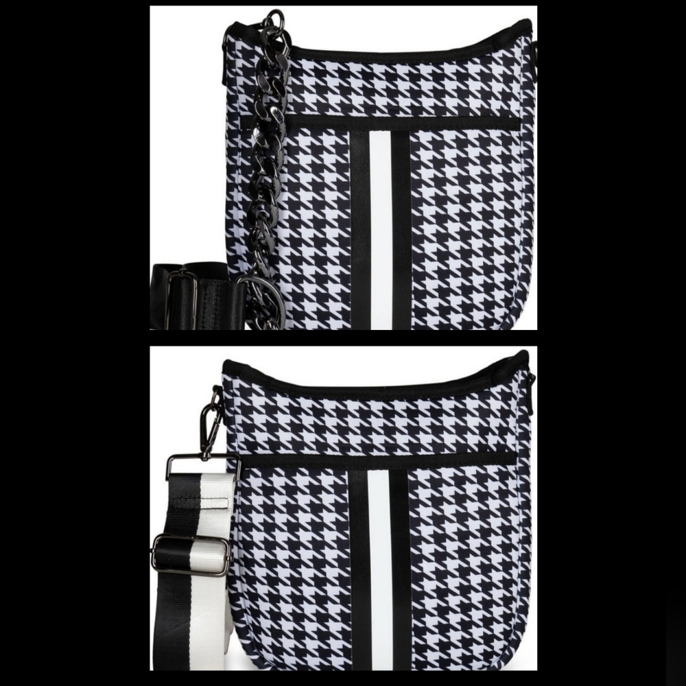 NWT HAUTE SHORE Houndstooth JERI Crossbody Bag with 2 STRAPS - Picture 2 of 16